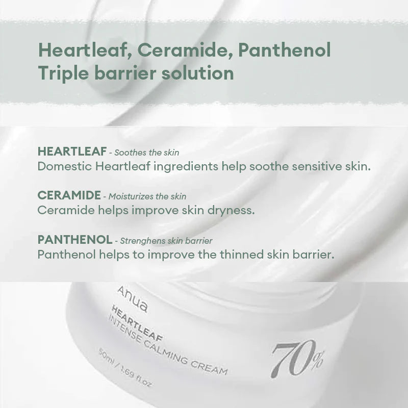 ANUA HEARTLEAF 70 INTENSE CALMING CREAM 50ML KOREA